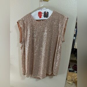 J. Crew Pink Sequin Sleeveless Blouse